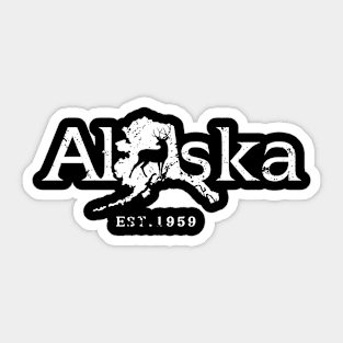 Alaska Map With Deer Retro Distress Est. 1959 Sticker